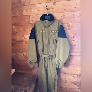Vintage Olive Ski Suit made in France - Small